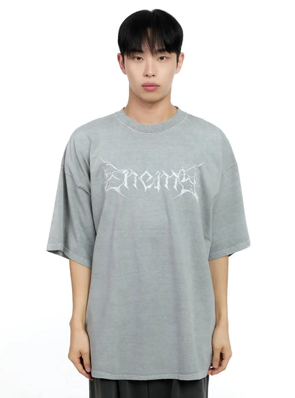 mens-oversized-text-graphic-tee-ig520 / Gray