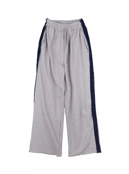 relaxed-fit-denim-stripe-sweatpants-co517 / Gray