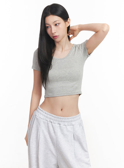 basic-lounge-crop-tee-iy516 / Gray