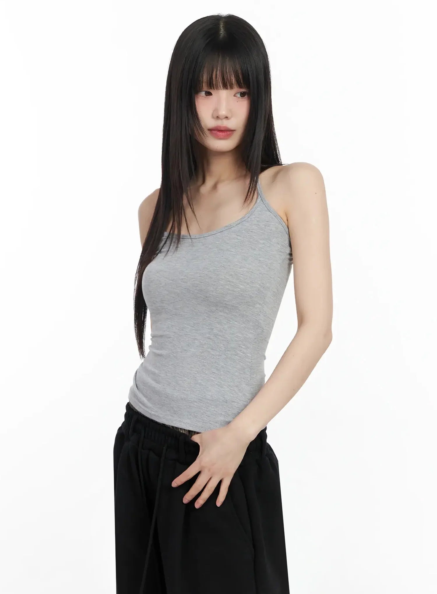 simple-halter-neck-tank-top-im530 / Gray