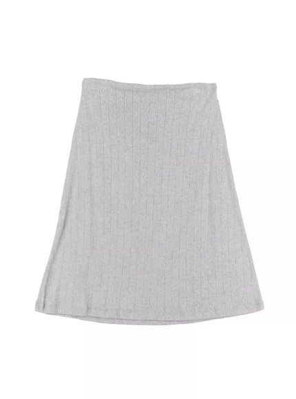 ribbed-eyelet-midi-skirt-il528 / Gray