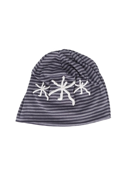 mens-striped-floral-beanie-il515 / Gray