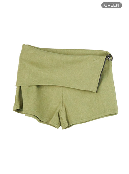 folded-side-zip-shorts-ig405 / Green