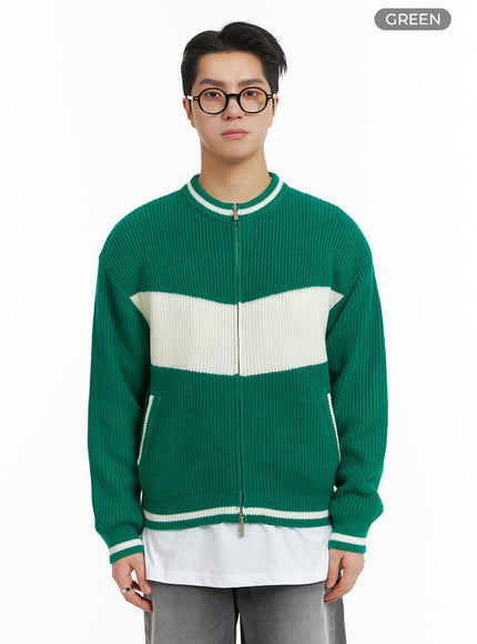 mens-mock-neck-zipper-cardigan-ia401 / Green