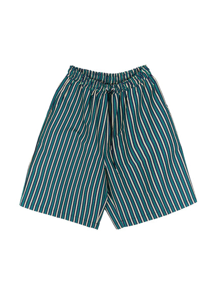 mens-striped-straight-leg-shorts-ig515 / Green