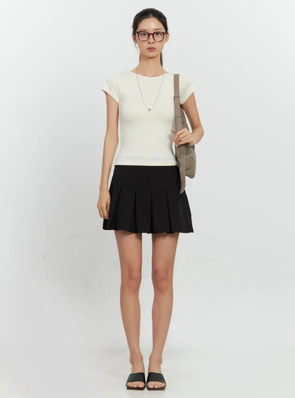 Round Neck Short-Sleeve Top IL528