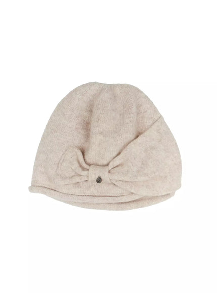 cozy-knit-side-ribbon-beanie-id526 / Light beige