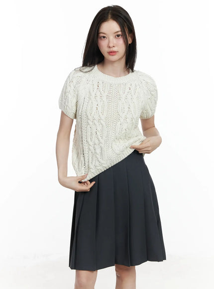Cable Knit Short Sleeve Top IF524