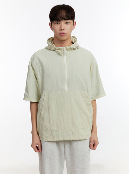 mens-short-sleeve-anorak-jacket-ia507 / Light beige