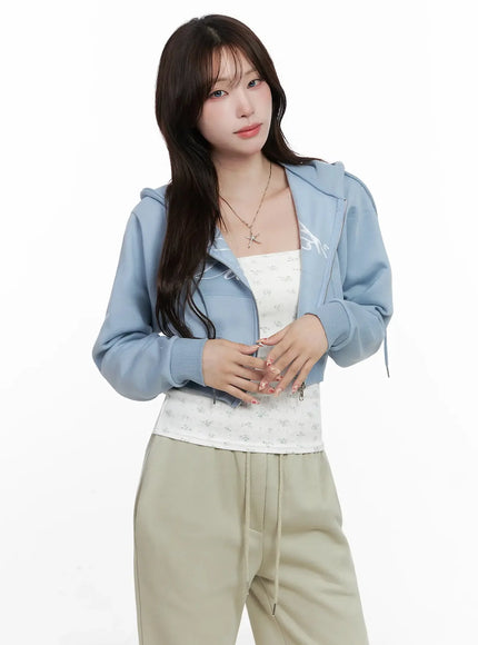 lucky-fleece-zip-hoodie-in514 / Light blue