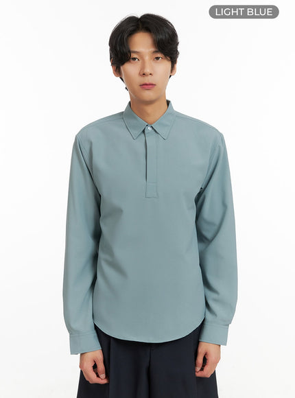 mens-collared-long-sleeve-shirt-iy416 / Light blue