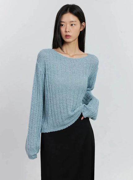 Cozy Boatneck Long Sleeve Sweater IS515