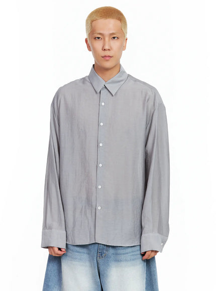 mens-soft-linen-long-sleeve-shirt-il514 / Light gray