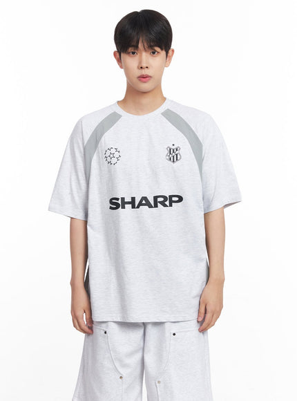 mens-loose-fit-graphic-raglan-t-shirt-iy520 / Light gray