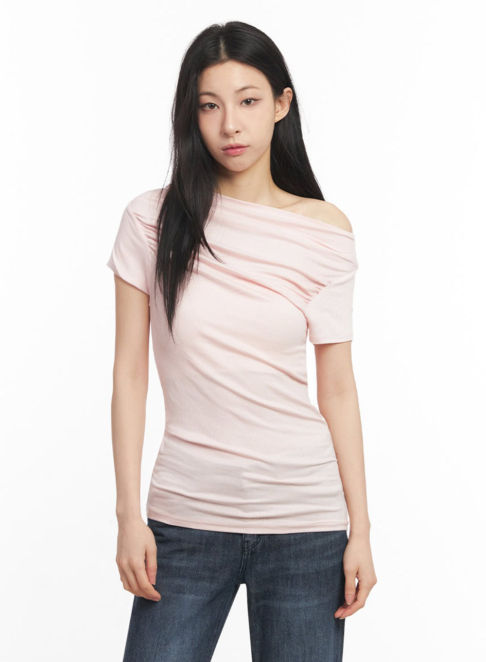 off-shoulder-slim-fit-mini-dress-iu509 / Pink