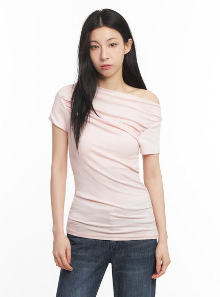 off-shoulder-slim-fit-mini-dress-iu509 / Pink