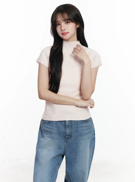 short-sleeve-knit-top-ij529 / Pink