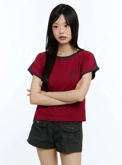two-tone-graphic-tee-iu524 / Red
