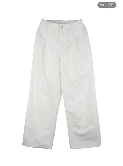 mens-stitched-pintuck-wide-leg-pants-ig409 / White