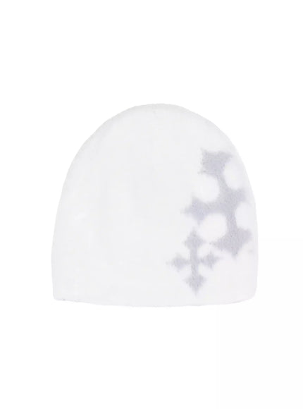 fuzzy-graphic-beanie-in514 / White