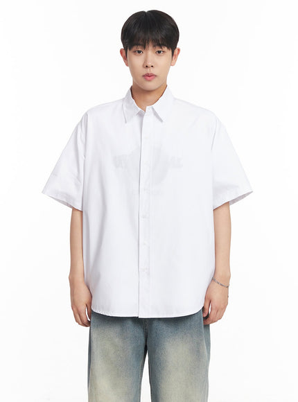 mens-oversized-collared-short-sleeve-shirt-ia529 / White