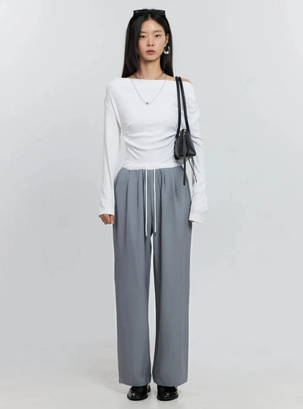 asymmetric-long-sleeve-top-is516 / White