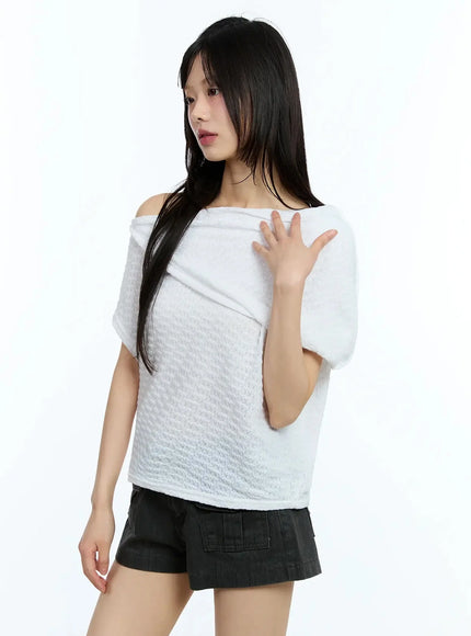 asymmetric-one-shoulder-loose-fit-top-iu525 / White