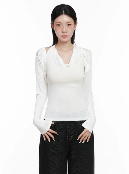 Cowl Neck Top Bolero Set IS508