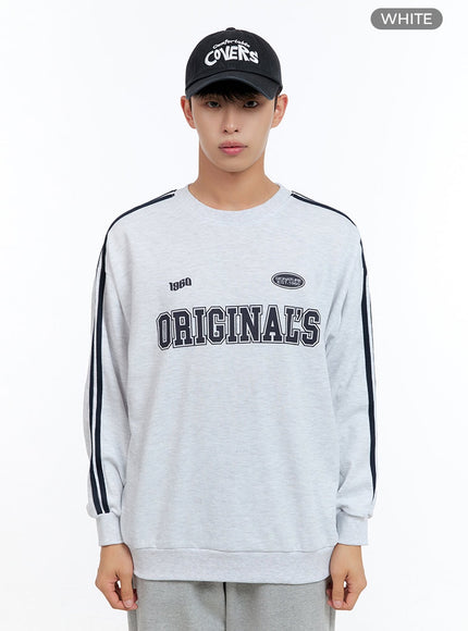 mens-lettering-crew-neck-sweatshirt-is412 / White