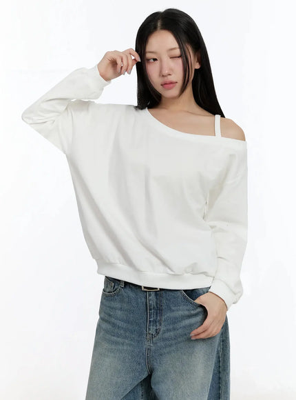 off-shoulder-simple-sweatshirt-im509 / White