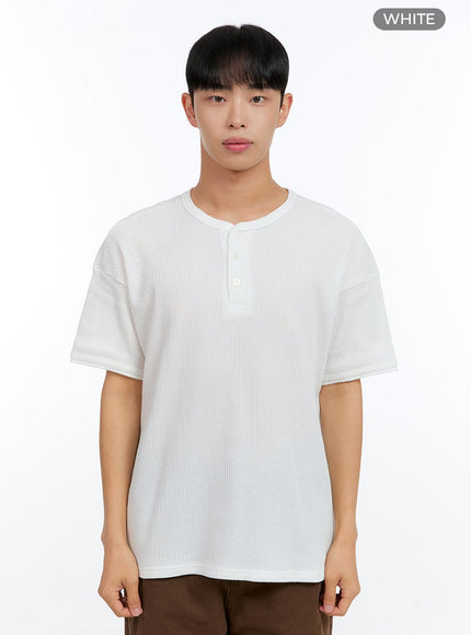 mens-buttoned-ribbed-cotton-top-ig416 / White