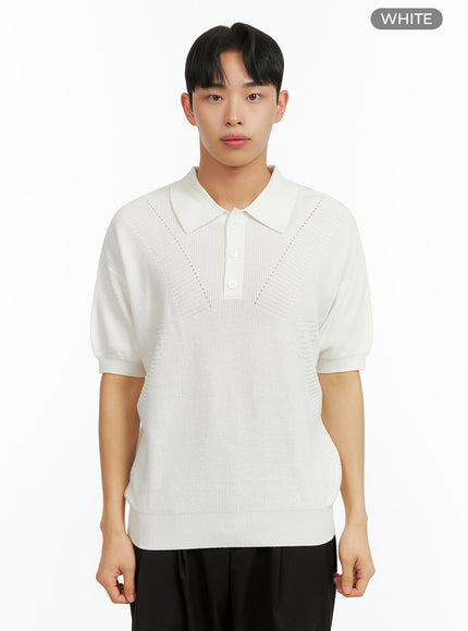 mens-cotton-collar-buttoned-t-shirt-iu414 / White