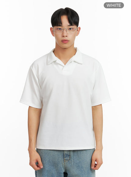 mens-polyester-collar-t-shirt-iu412 / White