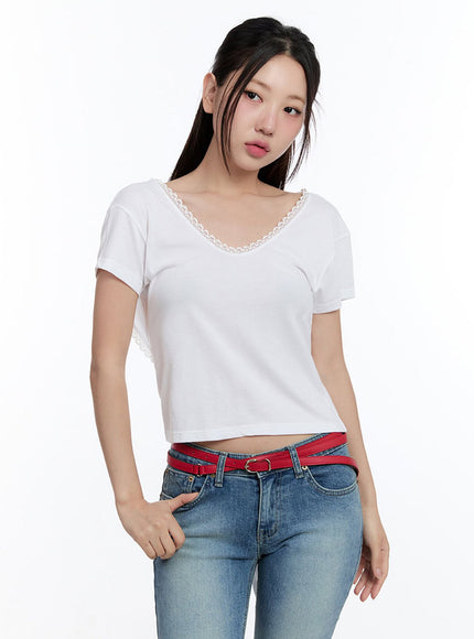 lace-backless-crop-top-iu503 / White