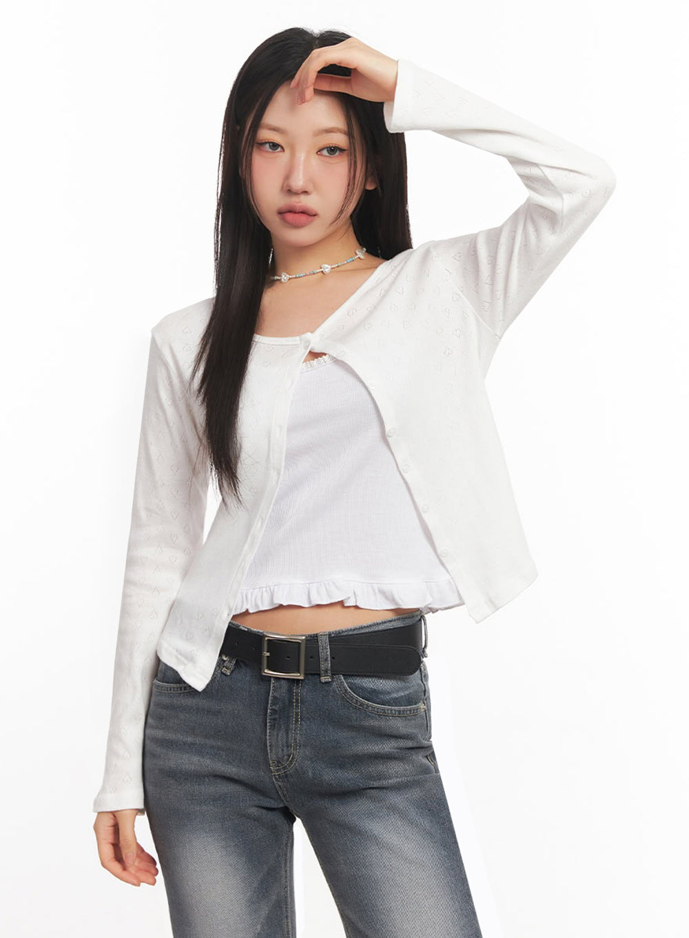 blossom-buttoned-cardigan-ia524 / White