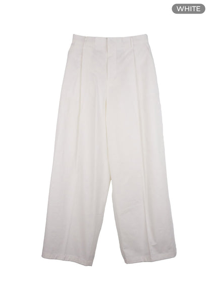 mens-wide-leg-pintuck-trousers-io428 / White