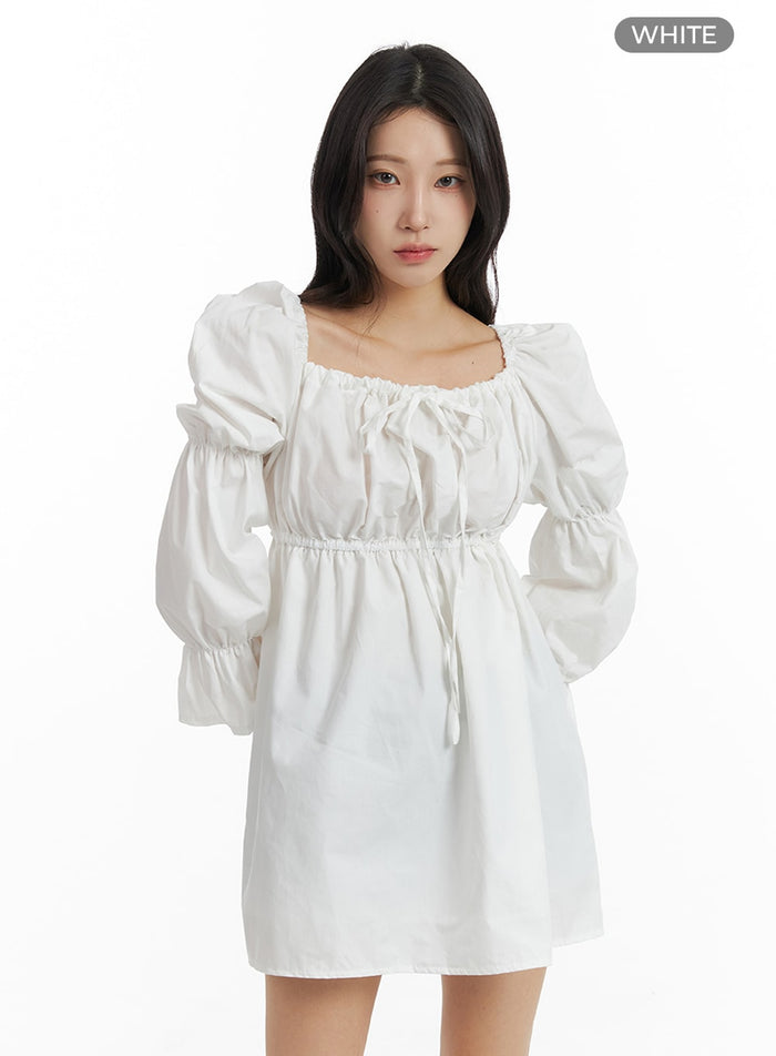 puff-sleeve-a-line-mini-dress-im404 / White