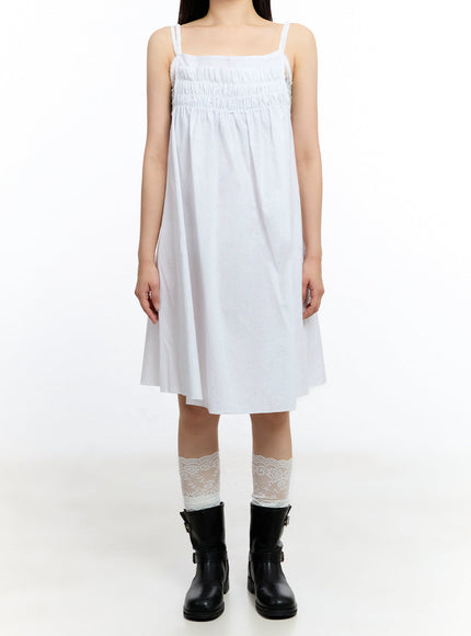 solid-layered-cotton-midi-dress-iu509 / White