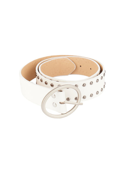 twin-stud-faux-leather-belt-iy502 / White