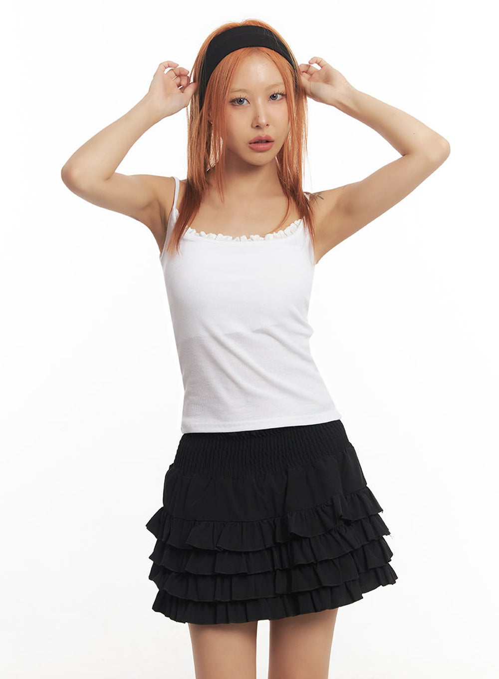 frill-trim-square-neck-cami-top-ia515 / White