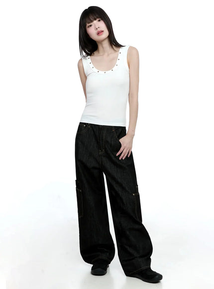 edgy-eyelet-tank-top-ig508 / White