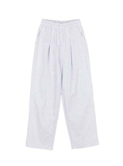 cotton-pintuck-wide-fit-sweatpants-iy516 / White