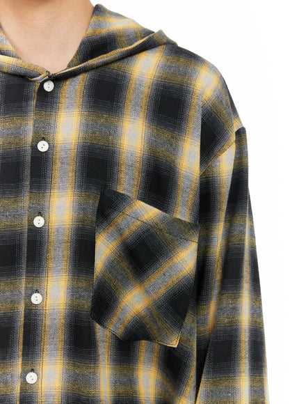 Men's Plaid Flannel Hooded Shirt IG529