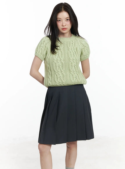 Cable Knit Short Sleeve Top IF524