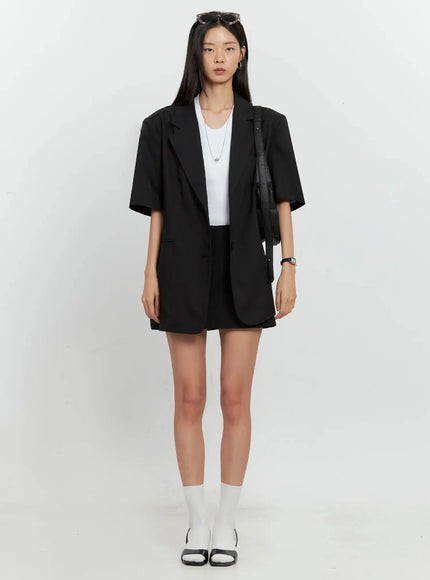 Short-Sleeve Blazer Jacket IL528