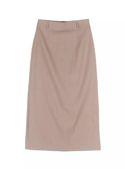 elegant-midi-belted-skirt-io530 / Beige