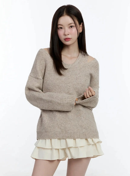 v-neck-knit-tank-and-sweater-set-id526 / Beige