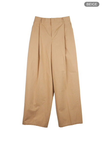 mens-wide-leg-pintuck-trousers-io428 / Beige