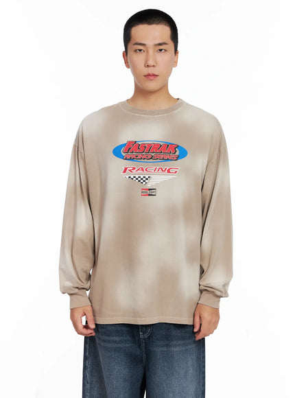 mens-racing-graphic-long-sleeve-ig529 / Beige