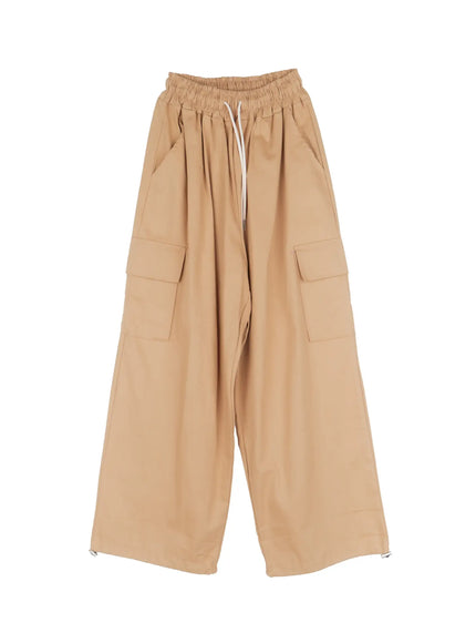 mens-drawstring-cargo-pants-is510 / Beige